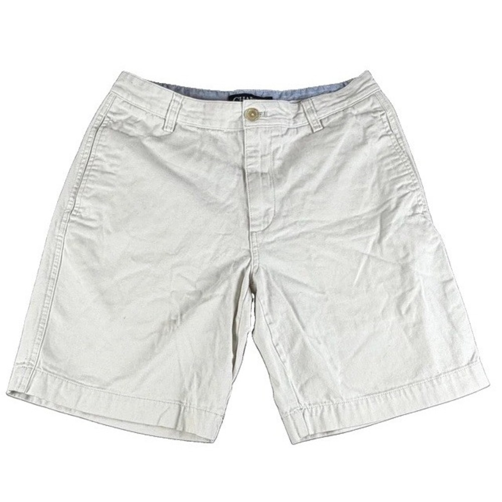 Chaps Shorts Mens 30 Beige Chino Flat Front 8 Inseam Casual Summer Khaki Zip Fly
